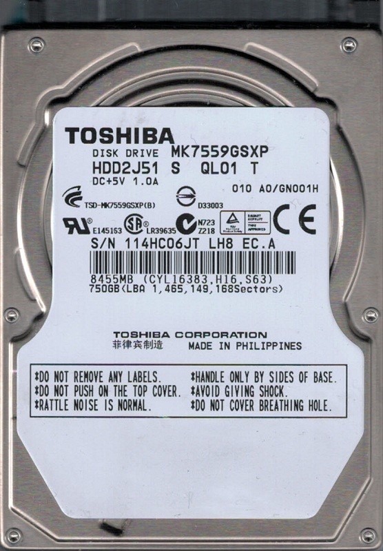 Toshiba MK7559GSXP 750GB HDD2J51 S QL01 T PHILIPPINES
