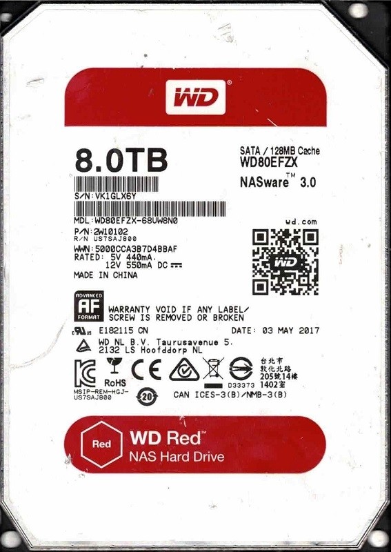 WD80EFZX-68UW8N0 P/N: 2W10102 MAY 2017 Western Digital 8TB