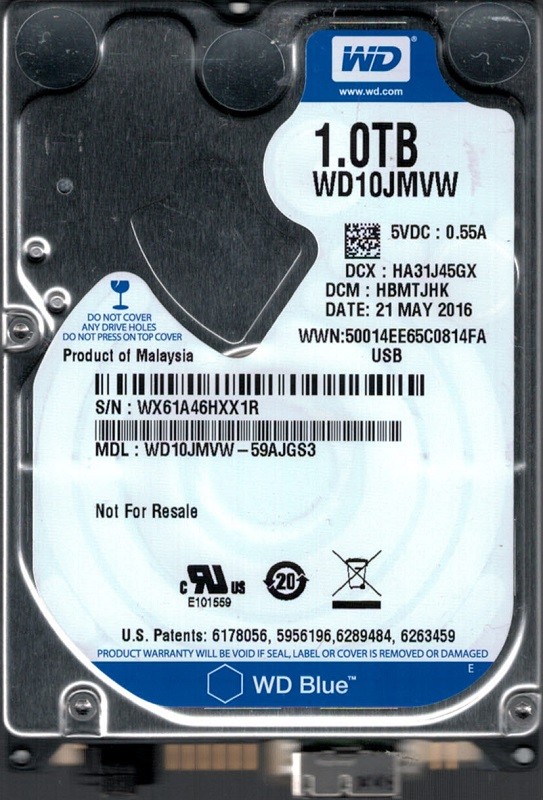 WD10JMVW-59AJGS3 DCM: HBMTJHK WX61A Western Digital 1TB