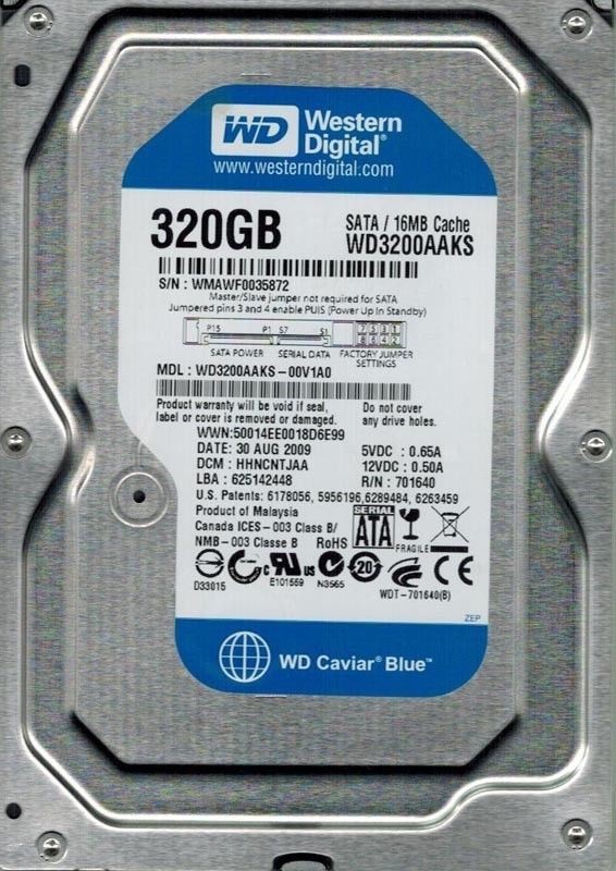 WESTERN DIGITAL 320GB WD3200AAKS-00V1A0 DCM HHNCNTJAA