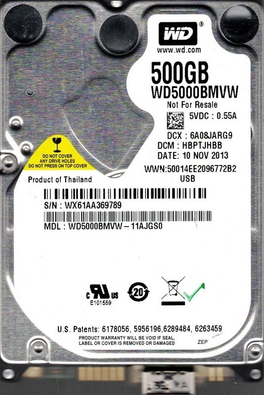 Western Digital WD5000BMVW-11AJGS0 500GB DCM: HBPTJHBB USB 3.0