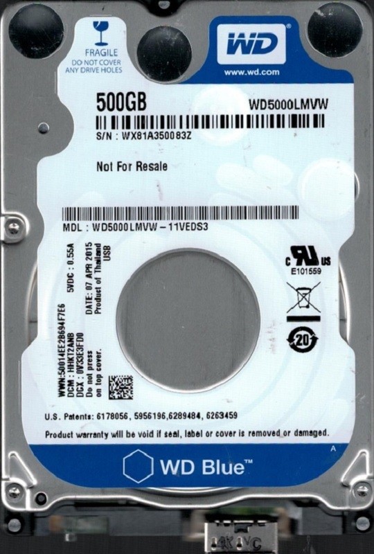 WD5000LMVW-11VEDS3 DCM: HHKT2ANB WX81A Western Digital 500GB