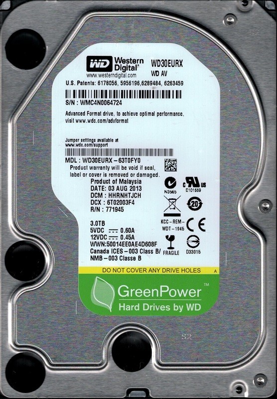 Western Digital WD30EURX-63T0FY0 3TB DCM: HHRNHTJCH