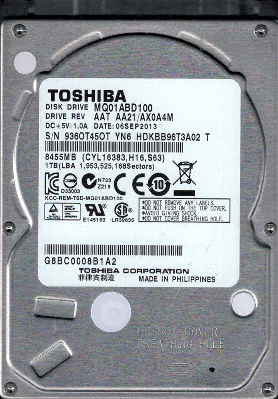 Toshiba MQ01ABD100 1TB AAT AA21/AX0A4M Philippines