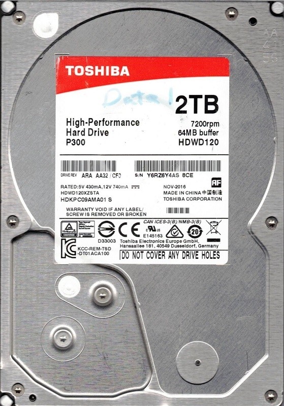 P300 HDWD120 ARA AA32/CF0 HDKPC09AMA01 Toshiba 2TB