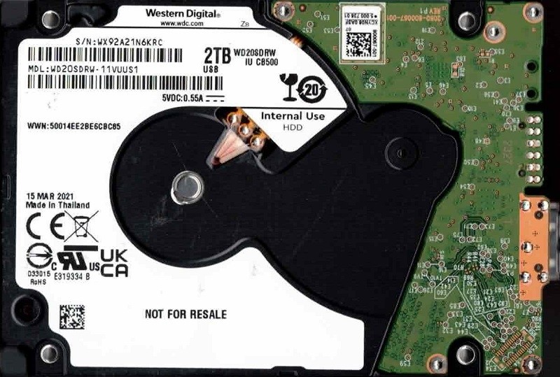WD20SDRW-11VUUS1 WX92A MAR 2021 Western Digital 2TB SATA 6Gb/s