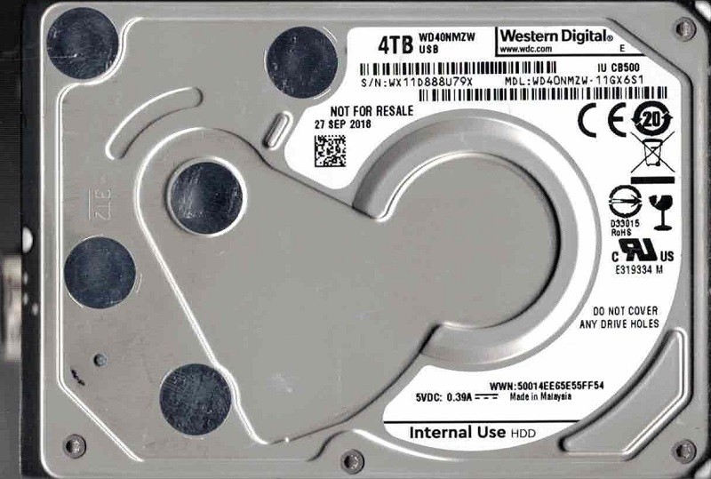 WD40NMZW-11GX6S1 USB 3.0 WX11D SEP 2018 Malaysia Western Digital 4TB