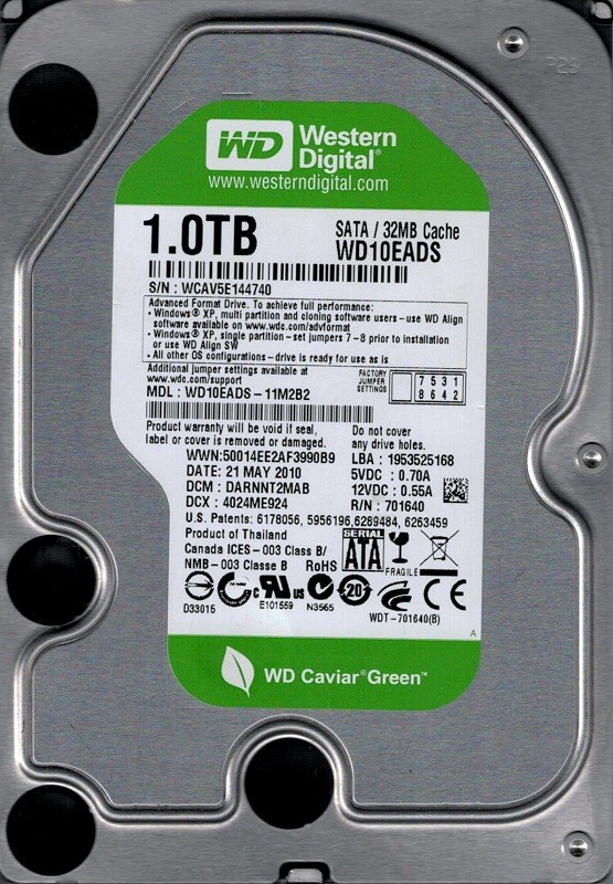 WD10EADS-11M2B2 Western Digital 1TB DCM: DARNNT2MAB WCAV5