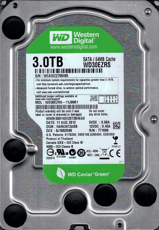Western Digital WD30EZRS-11J99B1 3TB DCM: HARCNT2ABB