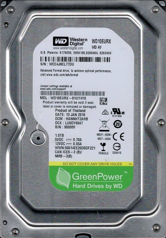 Western Digital WD10EURX-61UY4Y0 DCM: HANNHT2AHB 1TB 