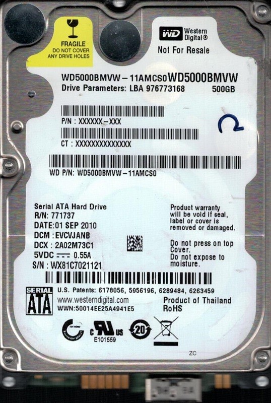 Western Digital WD5000BMVW-11AMCS0 DCM: EVCVJANB USB 3.0 500GB