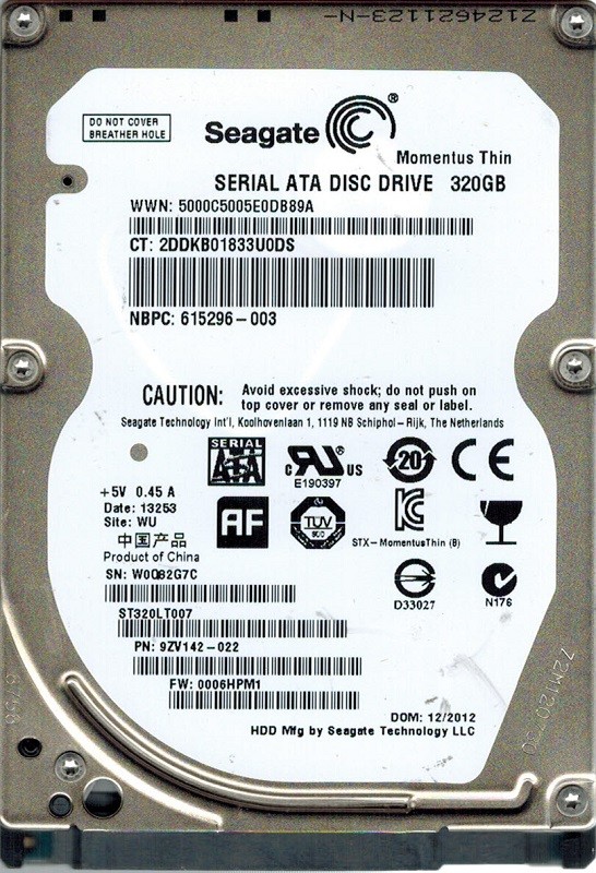 Seagate ST320LT007 P/N: 9ZV142-022 F/W: 0006HPM1 320GB WU