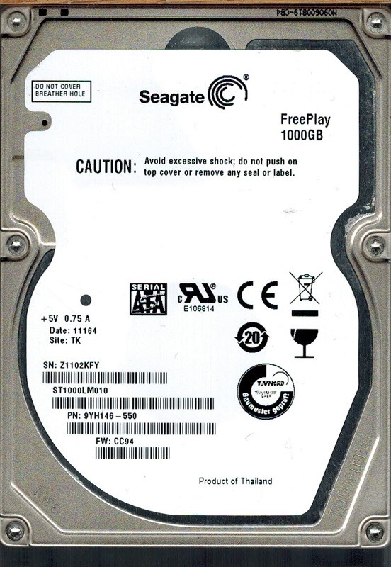 Seagate ST1000LM010 P/N: 9YH146-550 F/W: CC94 1TB TK 