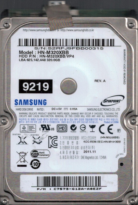 Samsung HN-M320XBB/VP4 320GB USB 2.0 P/N: C7573-G12A-A0EZF