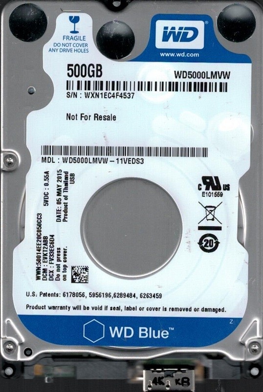 WD5000LMVW-11VEDS3 DCM: EVKT2ABB WXN1E Western Digital 500GB