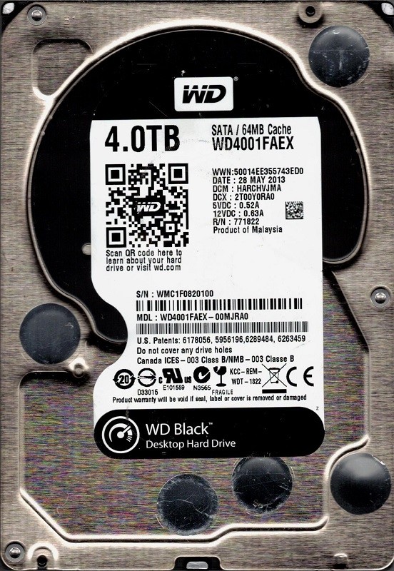 Western Digital WD4001FAEX-00MJRA0 4TB DCM: HARCHVJMA WMC1F