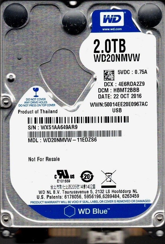 WD20NMVW-11EDZS6 DCM: HBMT2BBB WX51A Western Digital 2TB