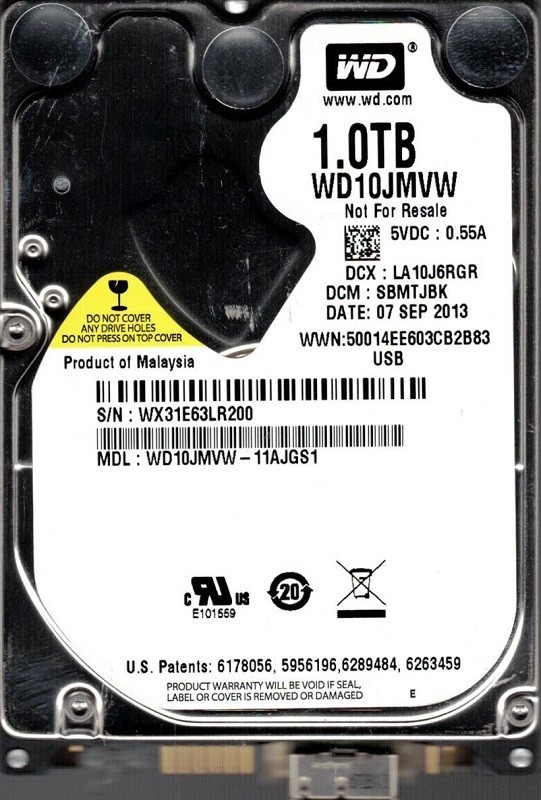 Western Digital WD10JMVW-11AJGS1 1TB DCM: SBMTJBK USB 3.0