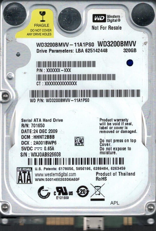 Western Digital WD3200BMVV-11A1PS0 320GB DCM: HHNT2BBB
