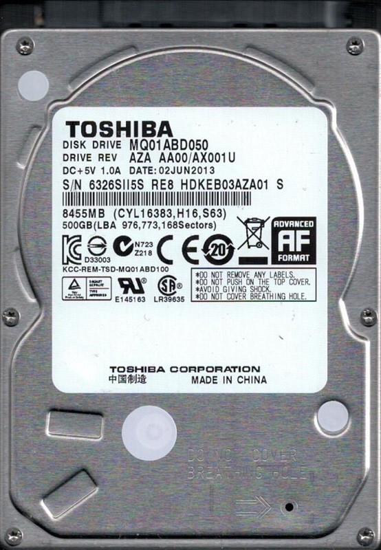 Toshiba MQ01ABD050 500GB AZA AA00/AX001U CHINA