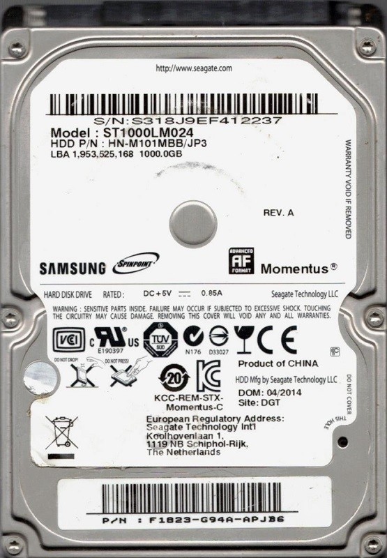 Samsung ST1000LM024 P/N: HN-M101MBB/JP3 1TB Seagate