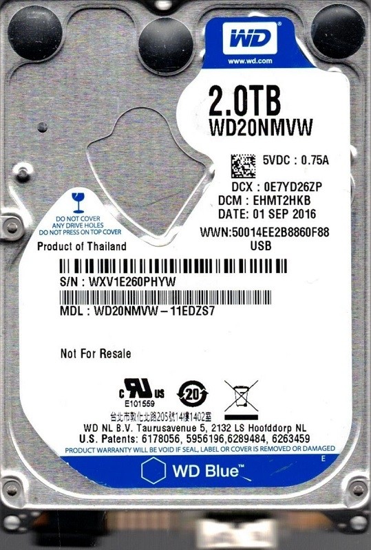 WD20NMVW-11EDZS7 DCM: EHMT2HKB WXV1E Western Digital 2TB