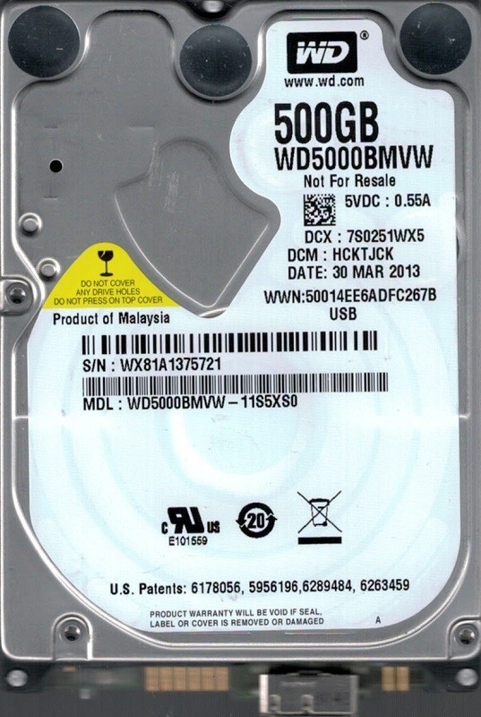 Western Digital WD5000BMVW-11S5XS0 USB 3.0 500GB DCM: HCKTJCK