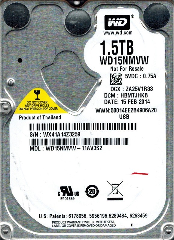 WD15NMVW-11AV3S2 Western Digital 1.5TB USB 3.0 DCM: HBMTJHKB
