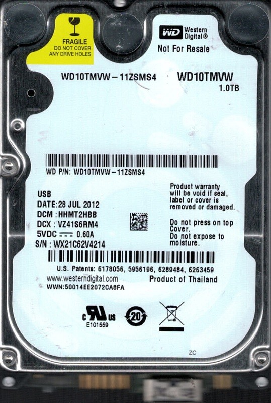 Western Digital WD10TMVW-11ZSMS4 DCM: HHMT2HBB WX21C USB 3.0 1TB