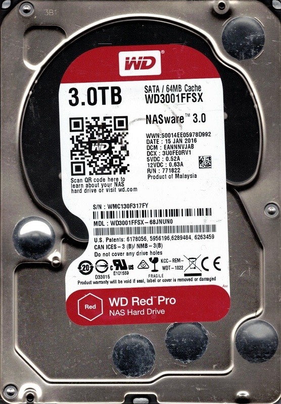 WD3001FFSX-68JNUN0 DCM: EANNNVJAB WMC13 Western Digital 3TB