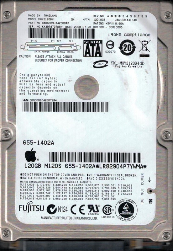 Fujitsu MHY2120BH 120GB P/N: CA06889-B42500AP MAC 655-1402A