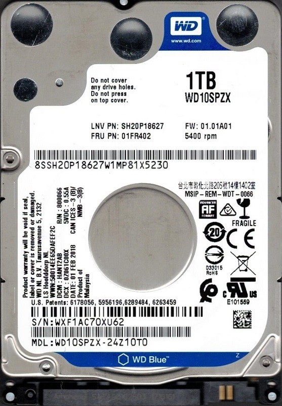 WD10SPZX-24Z10T0 DCM: HANT2AB WXF1A Western Digital 1TB