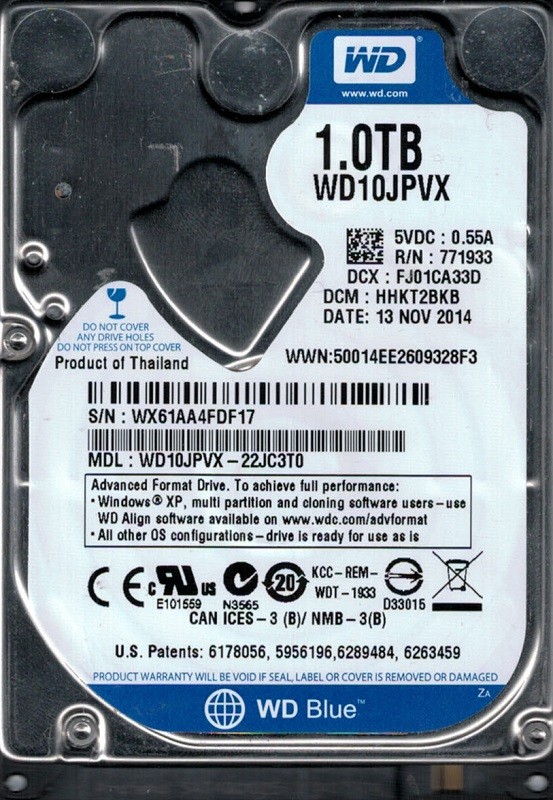 Western Digital WD10JPVX-22JC3T0 DCM: HHKT2BKB 1TB 