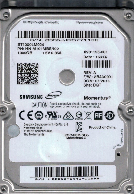 ST1000LM024 HN-M101MBB/I02 F/W: 2BA30001 Samsung 1TB