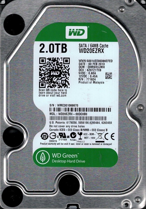 Western Digital WD20EZRX-00DC0B0 2TB DCM: DHRNHVJMH WMC30
