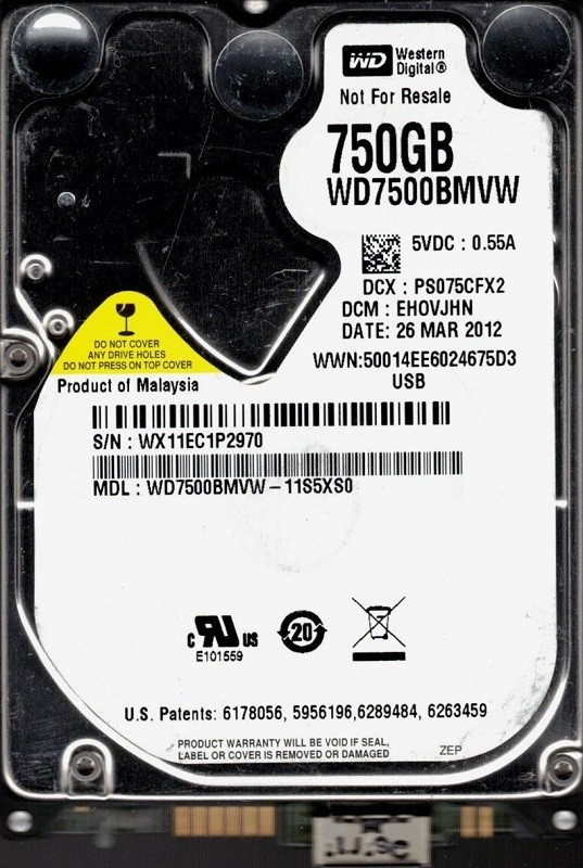 Western Digital WD7500BMVW-11S5XS0 DCM: EHOVJHN USB 3.0 750GB