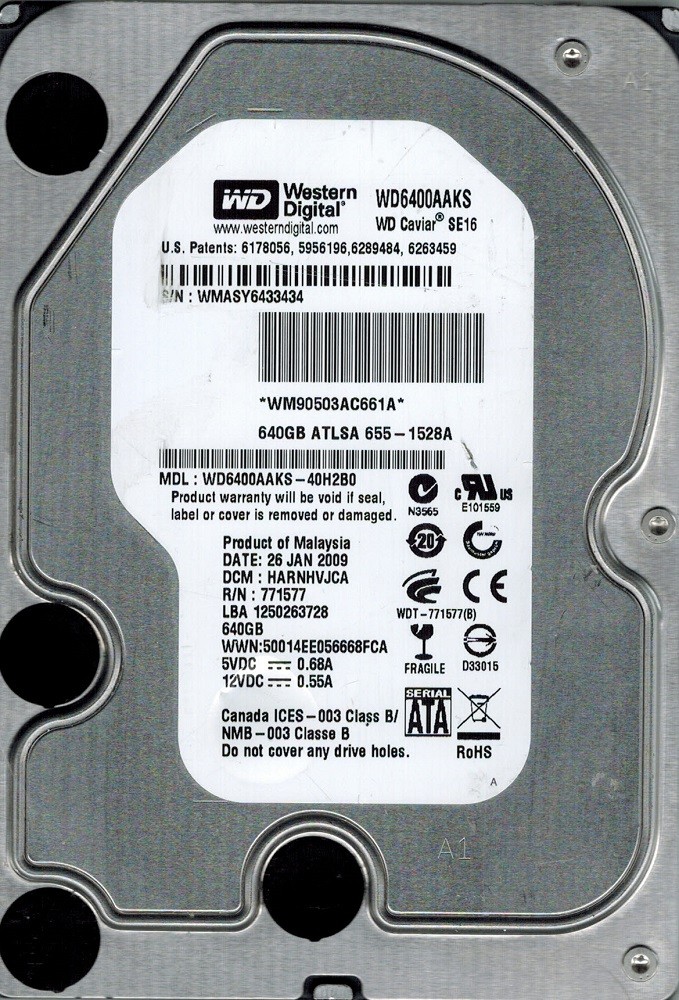 Western Digital WD6400AAKS-40H2B0 640GB DCM: HARNHVJCA