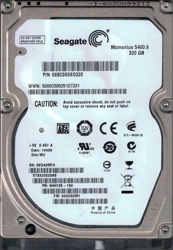 Seagate ST9320325AS P/N: 9HH13E-150 F/W: 0002SDM1 WU 5VD 320GB