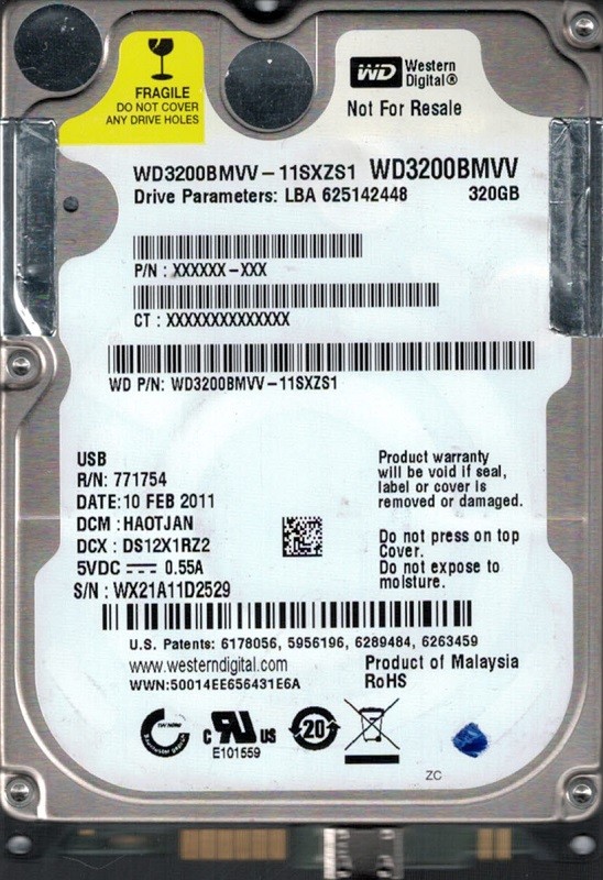 Western Digital WD3200BMVV-11SXZS1 320GB DCM: HAOTJAN USB 2.0