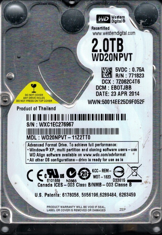 Western Digital WD20NPVT-11Z2TT0 2TB DCM: EBOTJBB