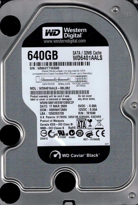 Western Digital WD6401AALS-00L3B2 640GB DCM: HBRNHT2MH