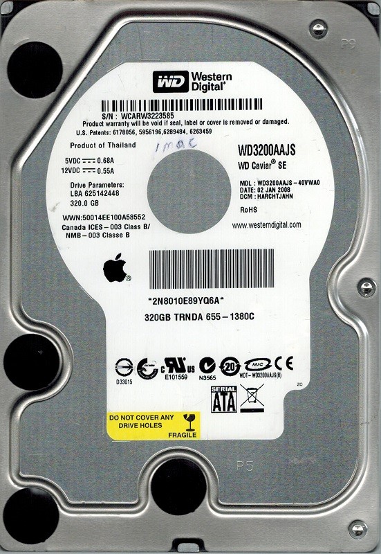 Western Digital WD3200AAJS-40VWA0 MAC 655-1380C 320GB DCM: HARCHTJAHN