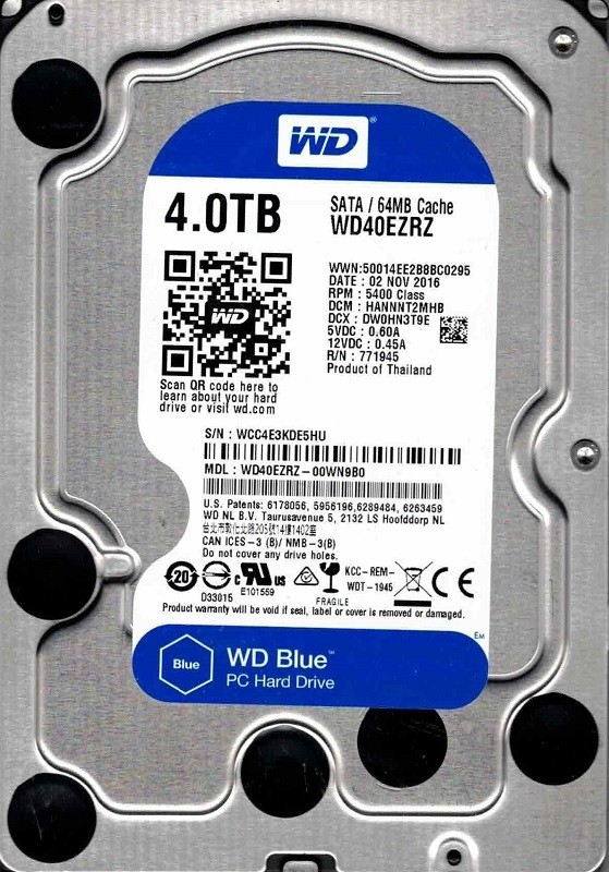 WD40EZRZ-00WN9B0 DCM: HANNNT2MHB WCC4E NOV 2016 Western Digital 4TB