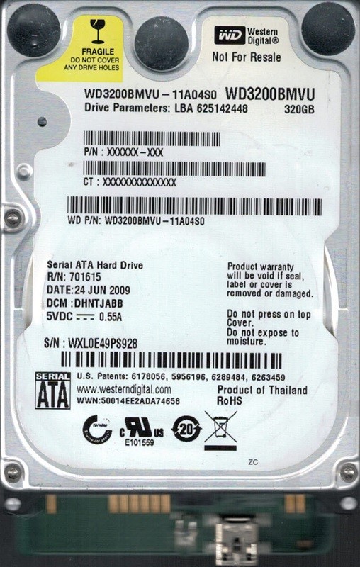 Western Digital WD3200BMVU-11A04S0 USB 2.0 320GB DCM: DHNTJABB
