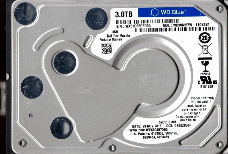 WD30NMZW-11GX6S1 USB 3.0 WX51D NOV 2016 Malaysia 3TB 2.5" HDD