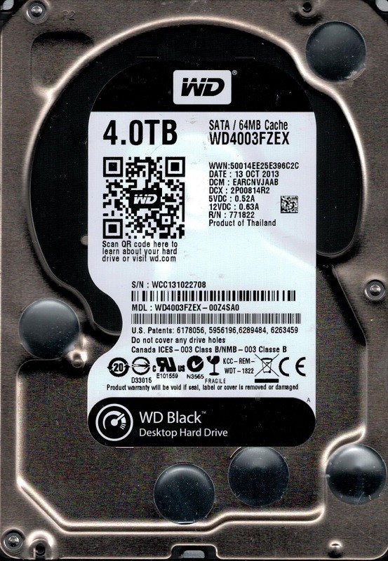 Western Digital WD4003FZEX-00Z4SA0 WCC13 4TB DCM: EARCNVJAAB