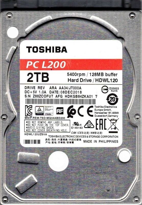 Toshiba L200 HDWL120 ARA AA34/JT000A 2TB