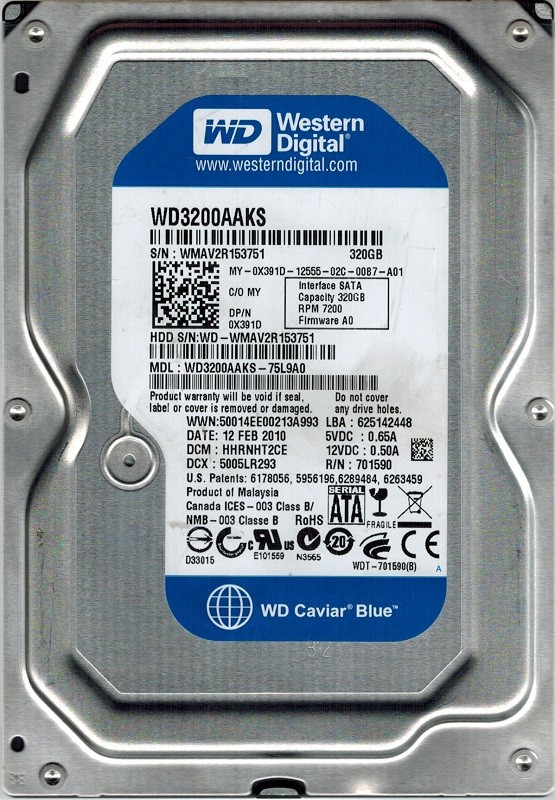 Western Digital WD3200AAKS-75L9A0 320GB DCM: HHRNHT2CE
