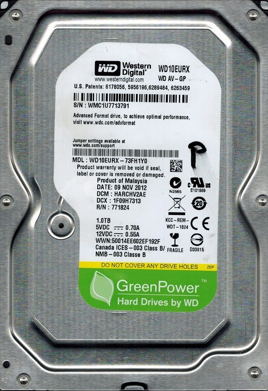 Western Digital WD10EURX-73FH1Y0 1TB DCM: HARCHV2AE