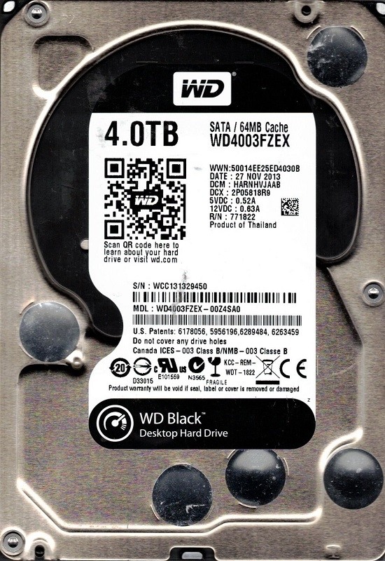 Western Digital WD4003FZEX-00Z4SA0 4TB DCM: HARNHVJAAB